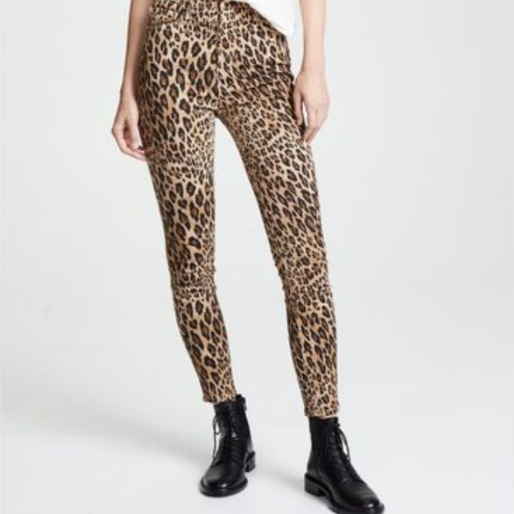 Frame Denim Women Jeans 28" Ali High Rise Cigarette Leopard Animal Print Skinny